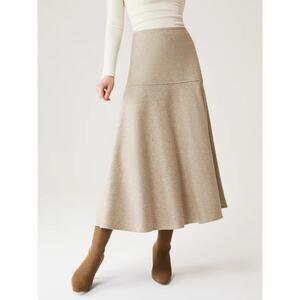 OGL FuzzLuxe Flared Maxi Skirt Elastic Waist Heather Morganite Size Medium NEW